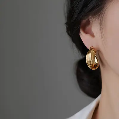 S999 sterling silver Hong Kong style hoop earrings, vintage - 8
