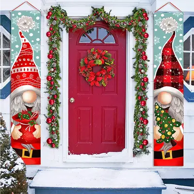 Christmas Door Couplet Set with Printed Backdrop Cloth - 13