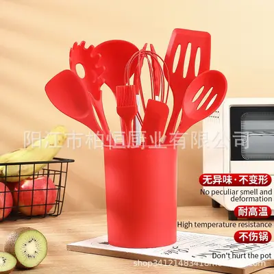 11-piece silicone kitchen utensil set non-stick cooking spatula cooking scraper oil brush kitchen cooking spatula in stock - 3