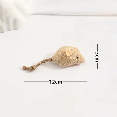 Realistic Plush Mouse Cat Toy, Chew-Resistant, with Catnip Ball - 9