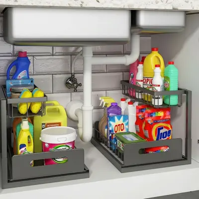 Cross-border Amazon Kitchen Under-Sink Organizer Pull-Out Seasoning Storage Multi-tier Pull Basket Bathroom Drawer - 8