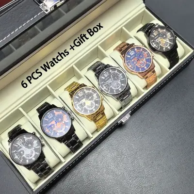 Men's watch set, 6-piece boxed, luxury, quartz, luminous dial - 7