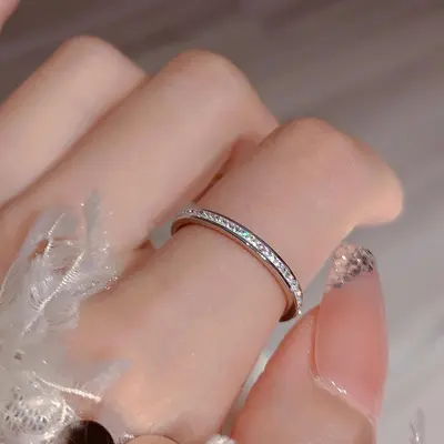 Titanium steel zirconia stone women's ring