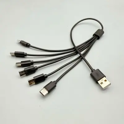 USB 1'e 6 TypeC şarj kablosu altı birleşik uzun veri kablosu çok fonksiyonlu çoklu cihazların aynı anda şarj edilmesi - 7