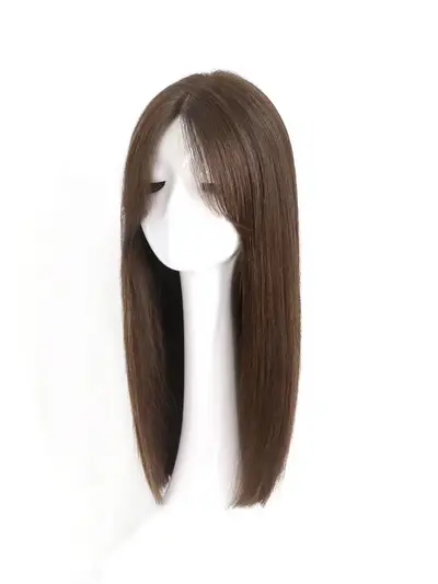 Women's Long Black Straight Real Human Hair Wig, Full Head Cover - 12