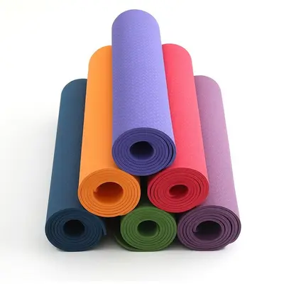 Yoga mat TPE, 183x80x0.6cm, monochrome, for beginners - 5
