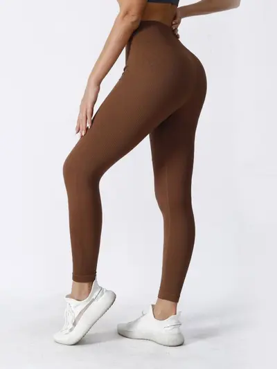 Nahtlose gerippte Yoga-Leggings High Waist Fitness