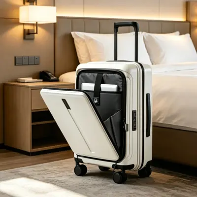 Front-Opening Suitcase with TSA Lock and Laptop Compartment