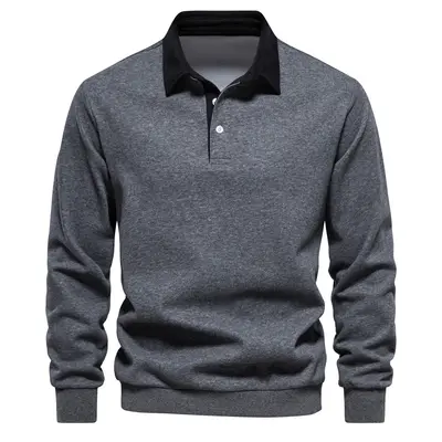 2024 neue Herbst-Poloshirt mit langen Ärmeln Trend europäische Größe Export Herren-Sweatshirt hochwertig Freizeit vielseitig Herren - 8