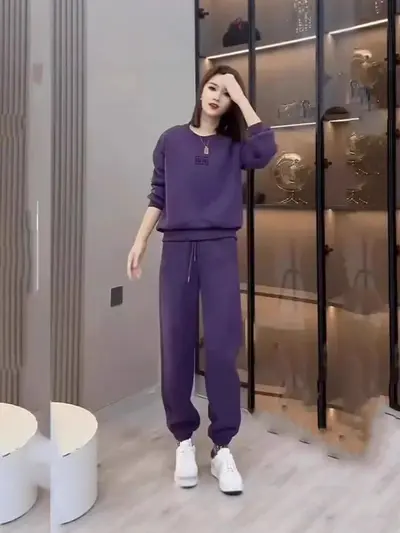 Plus Size Women's Two-Piece Sweatpants Set, Thin Spring Autumn Style