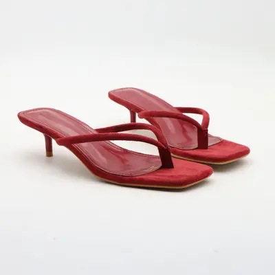 Women's Black Thin High-Heel Flip-Flops, Summer