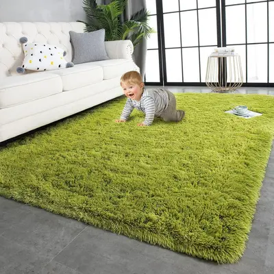 Long Plush Bedroom Bedside Rug, Thickened Soft Carpet for Room - 11