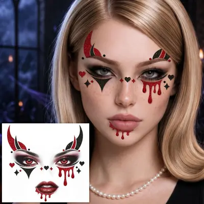 Waterproof Face Glitter Stickers for Halloween and Festival Makeup - 7