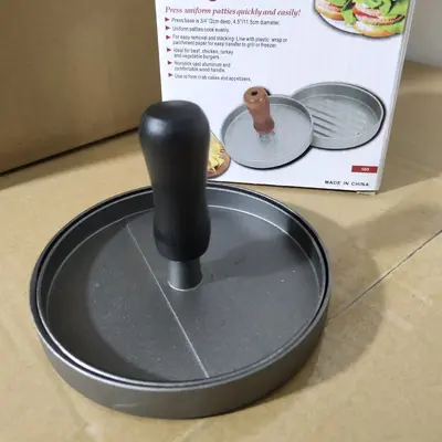 Sınır ötesi alüminyum ahşap saplı hamburger kıyma pres makinesi kıyma plakası yuvarlak köfte kalıbı mutfak hamburger kıyma presi - 11