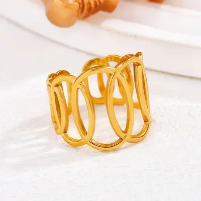 Stainless steel ring, 18K gold plated, minimalist design - 8