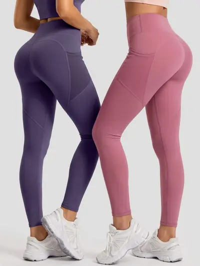 Şeftali kalça kaldırıcı yüksek bel spor taytı, karın kontrollü elastik yoga pantolonu