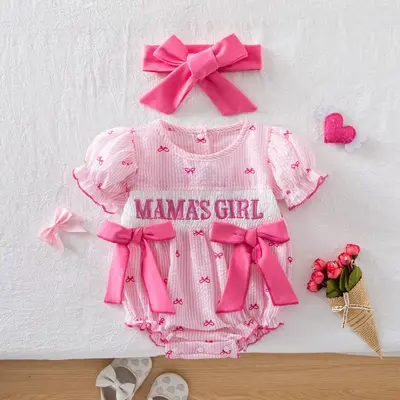 Kız bebek yaz tulumu seti, bandana ile birlikte