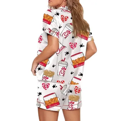 Damen-Kurzarm-Shorts-Hausanzug-Set mit digitalem Druck