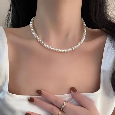Perlenkette Damen, stapelbar