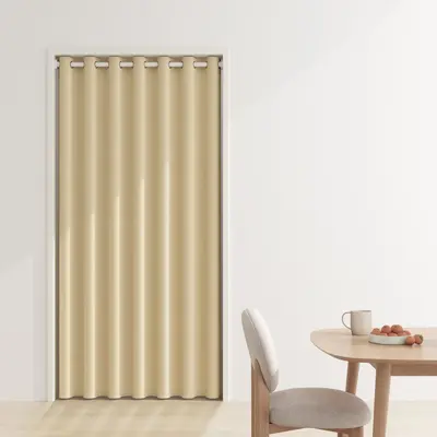 Blackout Door Curtain, Warm and Windproof Partition Curtain, Drill-Free Hanging - 9