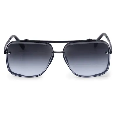Retro Thick Square Frame Metal Punk Men's Sunglasses, Double Bridge - 5