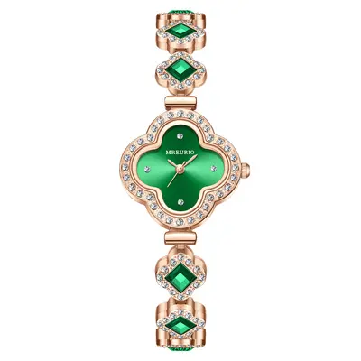 Live streaming hot-selling fashion four-leaf clover bracelet quartz watch emerald women's watch women's watch manufacturer wholesale