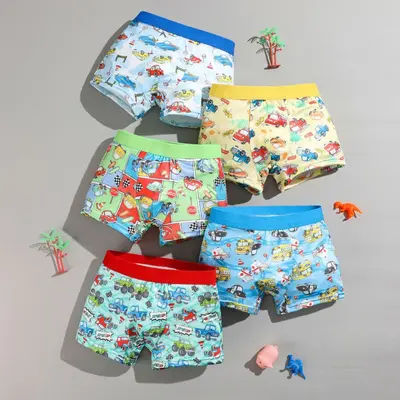 New Boys' Underwear Milk Silk Comfortable Breathable Boys' Boxer Briefs Big Kids' Cartoon Briefs Baby Boys' Four-Corner Shorts Direct from Factory