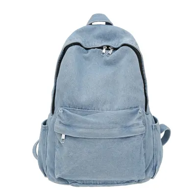 Women's Denim Backpack in Hong Kong Style, Large Capacity, Lightweight - 8