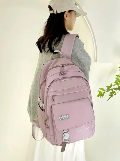 Color-Block School Backpack, Multi-Layer, Large Capacity - 5