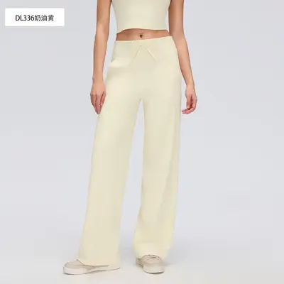 Damen Yogahose mit hohem Bund, gerades Bein, Elastischer Bund, Lockere Passform, DL336 - 8