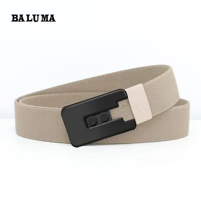 Baluma hochelastischer Segeltuch-Ledergürtel für Herren Nylon-Taktikgürtel modischer Doppelschnallengürtel vielseitiger Hosengürtel - 8