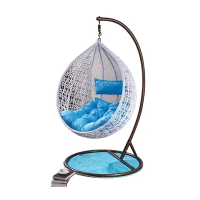 Tek kişilik rattan asma sandalye, karbon çelik çerçeve, balkon ve veranda - 8