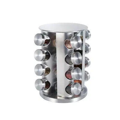 360-degree rotating spice rack, multifunctional stainless steel spice storage shelf, multi-tier spice jar storage set