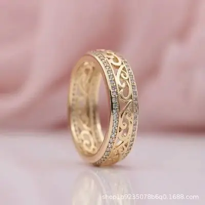 Gold-plated copper zircon stone minimalist ring