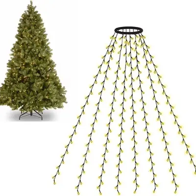 Yeni LED halka ağaç üstü ışık Noel ağacı ışığı alçak gerilim beş köşeli yıldız şelale asılı ağaç akan su Noel LED ışık dize