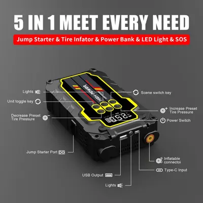 Car Jump Starter Power Bank with Air Pump