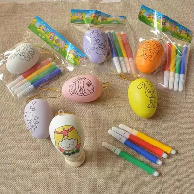 Easter Kids DIY Hand-Painted Egg Coloring Set, Educational Gift for Primary School Childre - 9