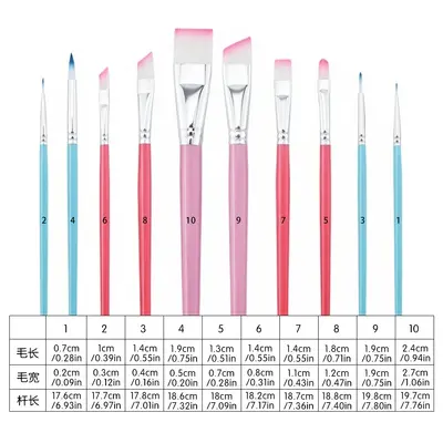 Painting brush set with wooden handles, oil and face painting - 6