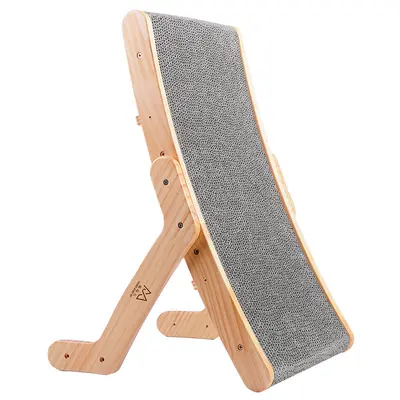 Corrugated Cardboard Cat Scratcher with Transformable Cat Bed and Replaceable Refill