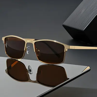 Herren-Polarisationssonnenbrille mit Nachtsicht, Tag und Nacht, quadratisch