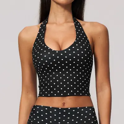 Yoga sports set deep V neck elastic patterned design - 7