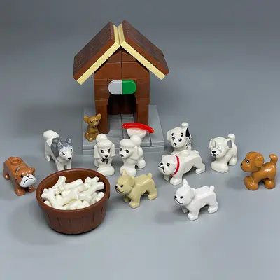 Small Particle Building Block Set with Animal Minifigures, Pets, Kittens, Puppies and Poli - 4