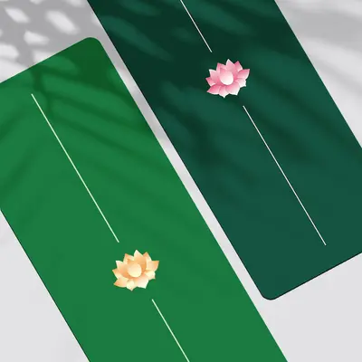 Lotus Pattern Printed Yoga Mat PU Natural Rubber Non-Slip Non-Fading