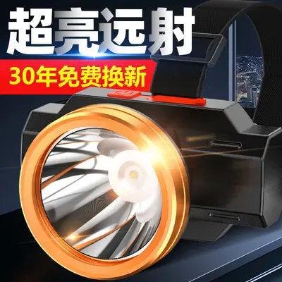 USB rechargeable plastic headlamp, powerful light, for fishing and mining