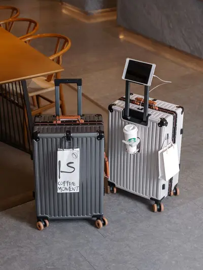 Aluminum Frame Combination Lock Carry-On Suitcase with Spinner Wheels - 4