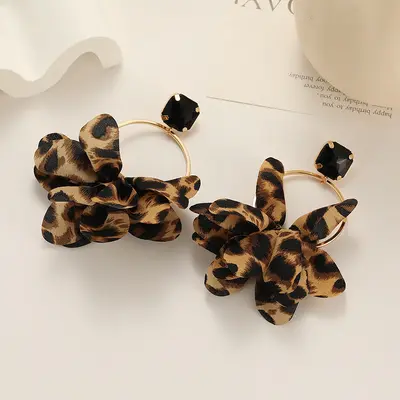 Leopard print large hoop earrings vintage punk style