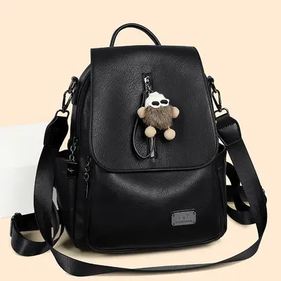 Women's Large-Capacity Soft Leather Travel Backpack - 7