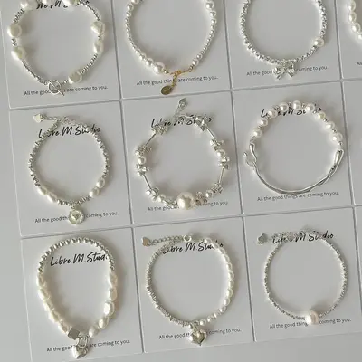 Pearl silver bracelet, S925 sterling, natural irregular, minimalist