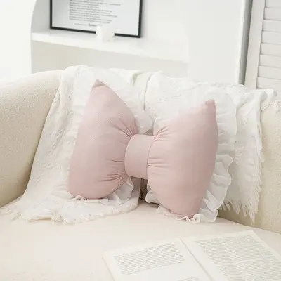 Cross-border arc-shaped pink sofa cushion, office desk and chair soft and comfortable lumbar support, master bedroom headboard decoration. - 10