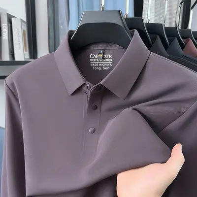 Erkek uzun kollu polo yaka tişört, dikişsiz, kalın astarlı, sonbahar kış